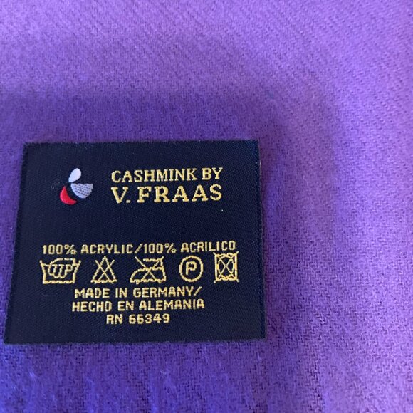 Purple Cashmink by V Frass scarf with fringe - Picture 2 of 2
